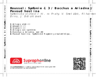Zadní strana obalu CD Roussel: Symfonie č. 3 / Bacchus a Ariadna / Pavoučí hostina