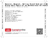 Zadní strana obalu CD Rossini, Dauprat, Gallay: Grand Sextuor C Dur - Grand Horn Quartet-Le Rendez-vous de chasse..