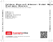 Zadní strana obalu CD Caldara: Missa ex F, Arbesser: Stabat Mater, Prustmann: Miserere