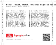 Zadní strana obalu CD Bendl, Novák, Dvořák, Brahms: Cigánské melodie