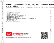 Zadní strana obalu CD Hummel, Goedicke, Arutjunjan, Tomasi: Koncerty pro trubku