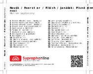 Zadní strana obalu CD Novák / Foerster / Fibich / Janáček: Písně zimních nocí