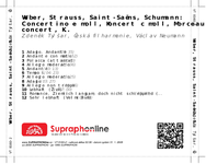 Zadní strana obalu CD Weber, Strauss, Saint-Saëns, Schumann: Concertino e moll, Koncert c moll, Morceau de concert, Koncertní skladba