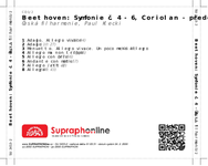 Zadní strana obalu CD Beethoven: Symfonie č. 4 - 6, Coriolan - předehra
