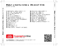 Zadní strana obalu CD Kdyby ty muziky nebyly: 20x Josef Zíma