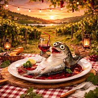 Přední strana obalu CD Ryba na víně