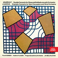 Přední strana obalu CD Družecký: Dvojkoncert pro hoboj a tympány s doprovodem orchestru, Loudová: Dramatic Concerto pro sólové bicí nástroje a dechy