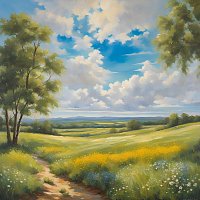 Přední strana obalu CD Modré nebe, zelené louky