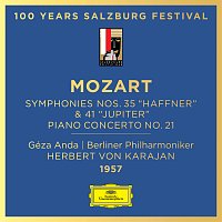 Přední strana obalu CD Mozart: Piano Concerto No. 21; Symphonies No. 35 "Haffner" & No. 41 "Jupiter"