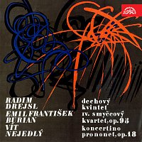 Přední strana obalu CD Drejsl: Dechový kvintet, Burian: IV. smyčcový kvartet, op. 95, Nejedlý: Koncertino pro nonet, op. 18