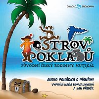 Přední strana obalu CD Ostrov pokladů. Původní český rodinný muzikál