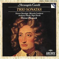 Přední strana obalu CD Corelli: Trio Sonatas Op. 1 No.1; Op. 2 No. 6; Op. 1 No. 9; Op. 2 No. 9; Op. 1 No. 3; Op. 2 No. 4; Op. 1 No. 7; Op. 2 No. 12; Op. 1 No. 11; Op. 1 No. 12